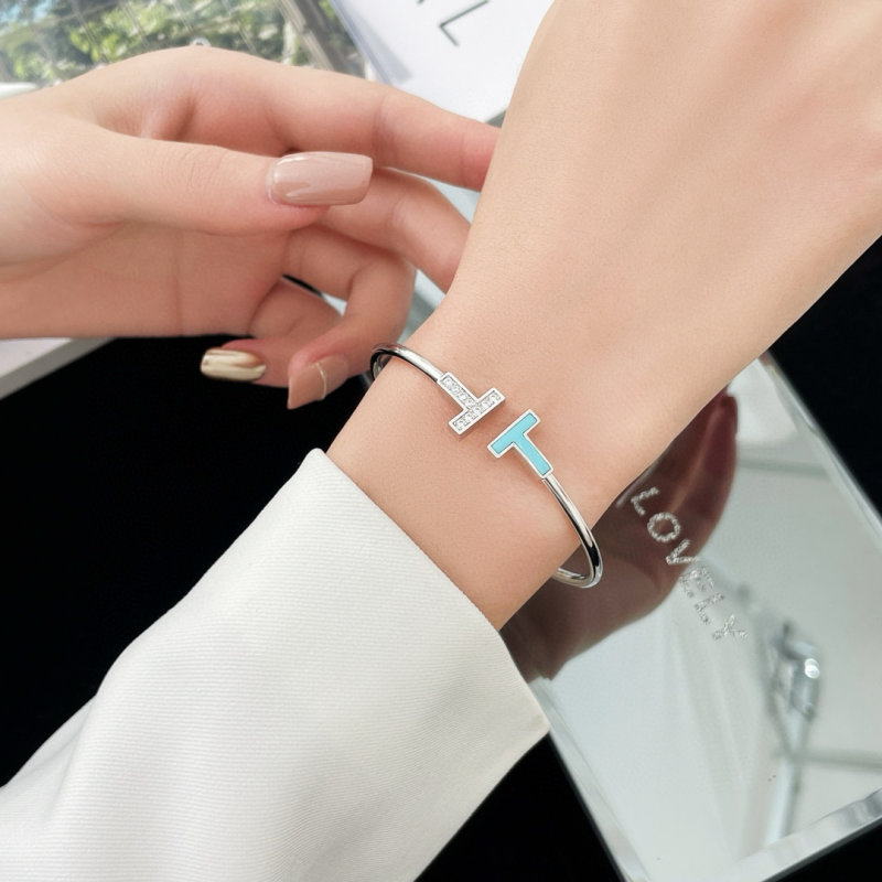Tiffany T Bangle Bracelet Silver Turquoise