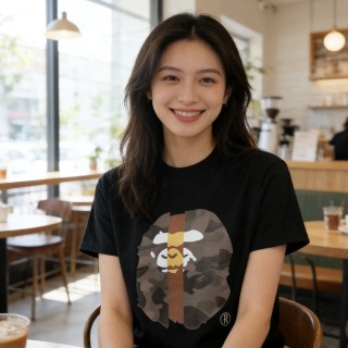 Black Graphic Bear Print T-Shirt view 5