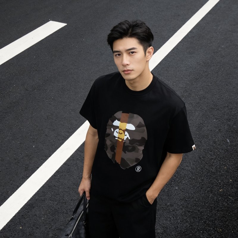 Black Graphic Bear Print T-Shirt view