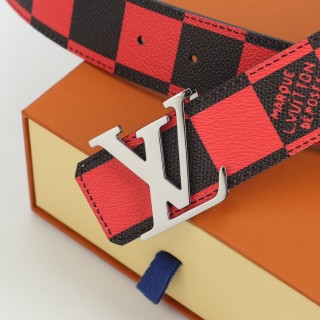 Louis Vuitton Damier Red/Black Canvas Belt with LV Buckle view 2