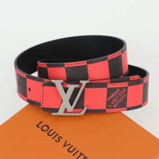 Louis Vuitton Damier Red/Black Canvas Belt with LV Buckle view 3