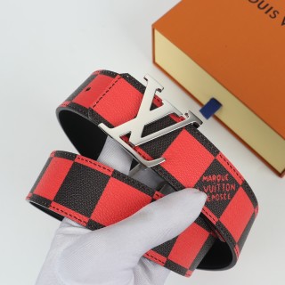 Louis Vuitton Damier Red/Black Canvas Belt with LV Buckle view 4