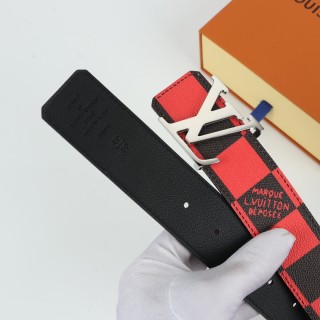 Louis Vuitton Damier Red/Black Canvas Belt with LV Buckle view 5