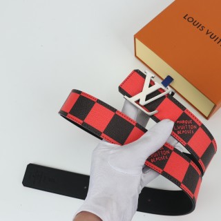 Louis Vuitton Damier Red/Black Canvas Belt with LV Buckle view 6
