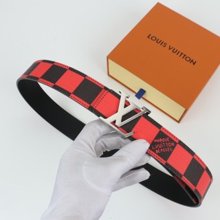 Louis Vuitton Damier Red/Black Canvas Belt with LV Buckle view 7