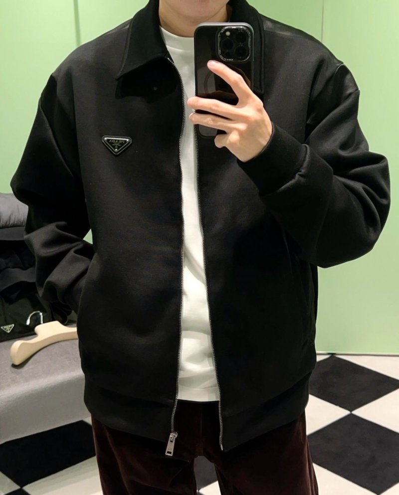 Prada Black Wool Zip-Up Jacket