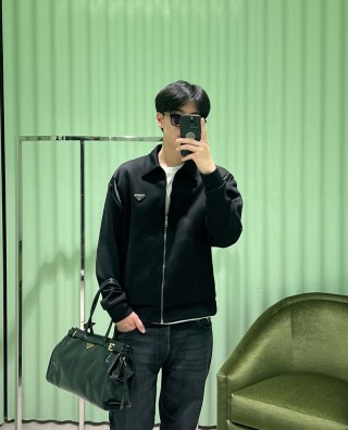 Prada Black Wool Zip-Up Jacket view 2