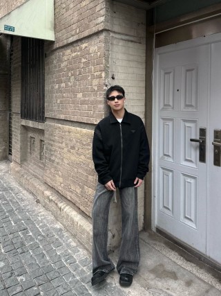 Prada Black Wool Zip-Up Jacket view 4