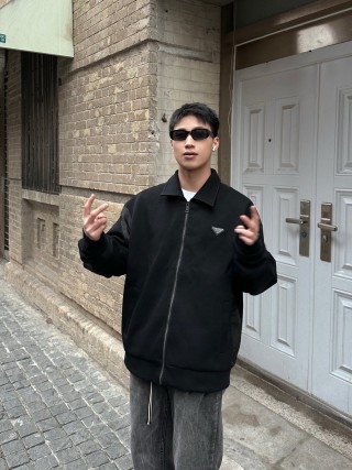 Prada Black Wool Zip-Up Jacket view 6