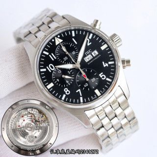 IWC Pilot Chronograph Steel Watch 43mm Black Dial