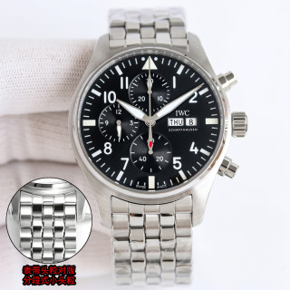 IWC Pilot Chronograph Steel Watch 43mm Black Dial view 2