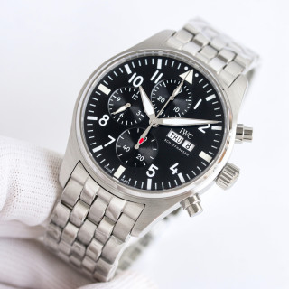 IWC Pilot Chronograph Steel Watch 43mm Black Dial view 3