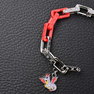 Louis Vuitton Monogram Chain Dragon Bracelet Red Silver view 2