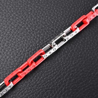 Louis Vuitton Monogram Chain Dragon Bracelet Red Silver view 3