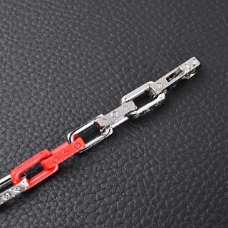Louis Vuitton Monogram Chain Dragon Bracelet Red Silver view 4
