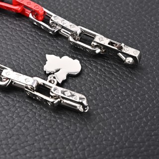 Louis Vuitton Monogram Chain Dragon Bracelet Red Silver view 6