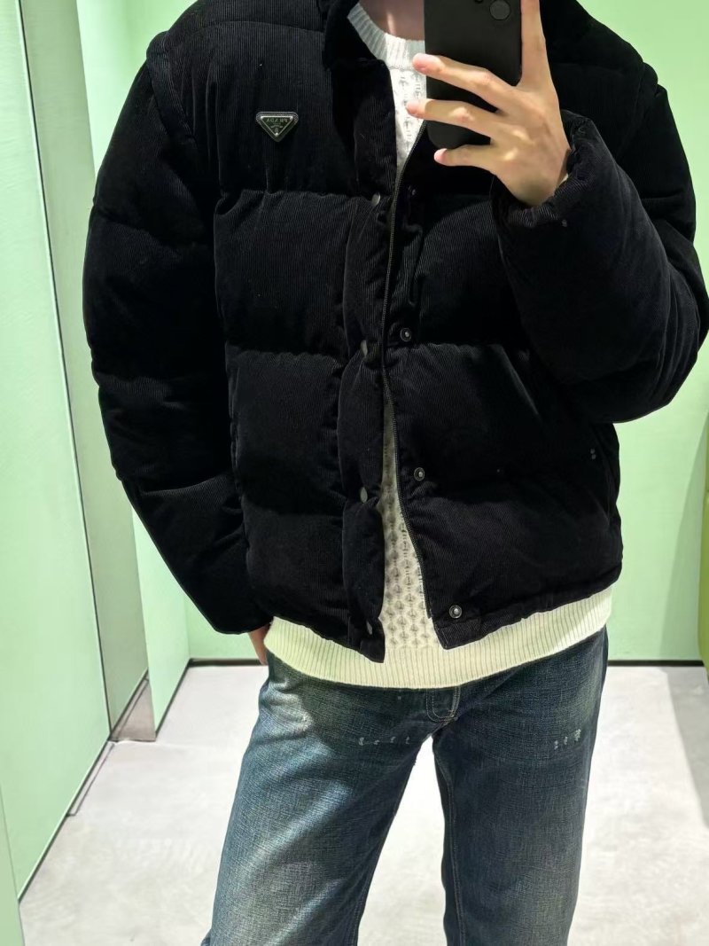 Prada Black Corduroy Down Jacket