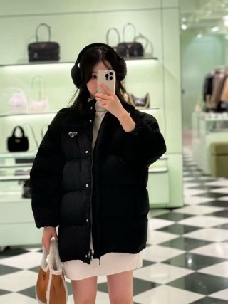 Prada Black Corduroy Down Jacket view 4