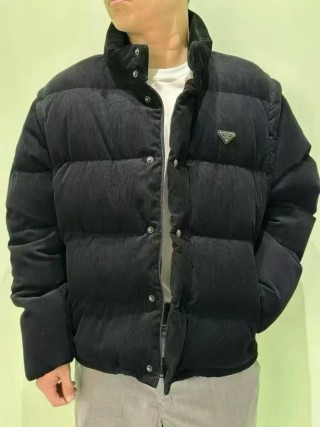Prada Black Corduroy Down Jacket view 5