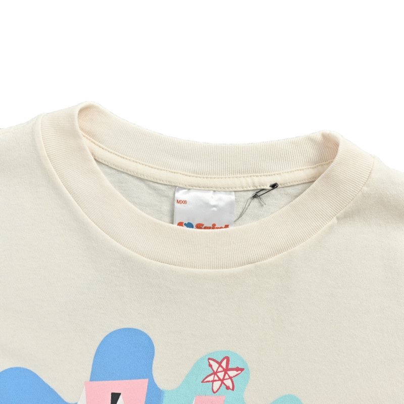 White Graphic Print Short Sleeve T-Shirt with Colorful Abstract Design view