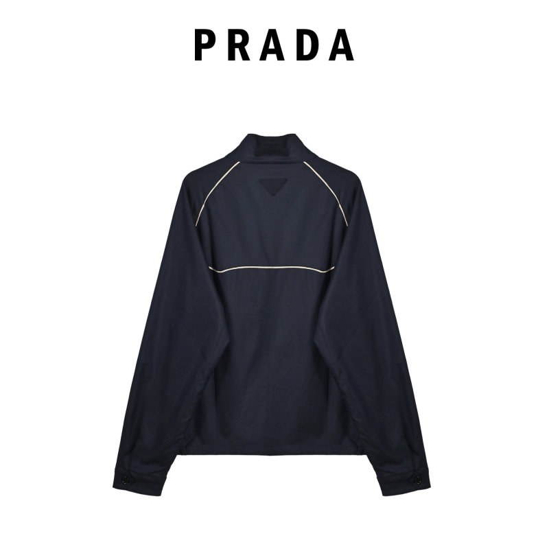 Black Zip-Up Jacket with Contrast Piping view