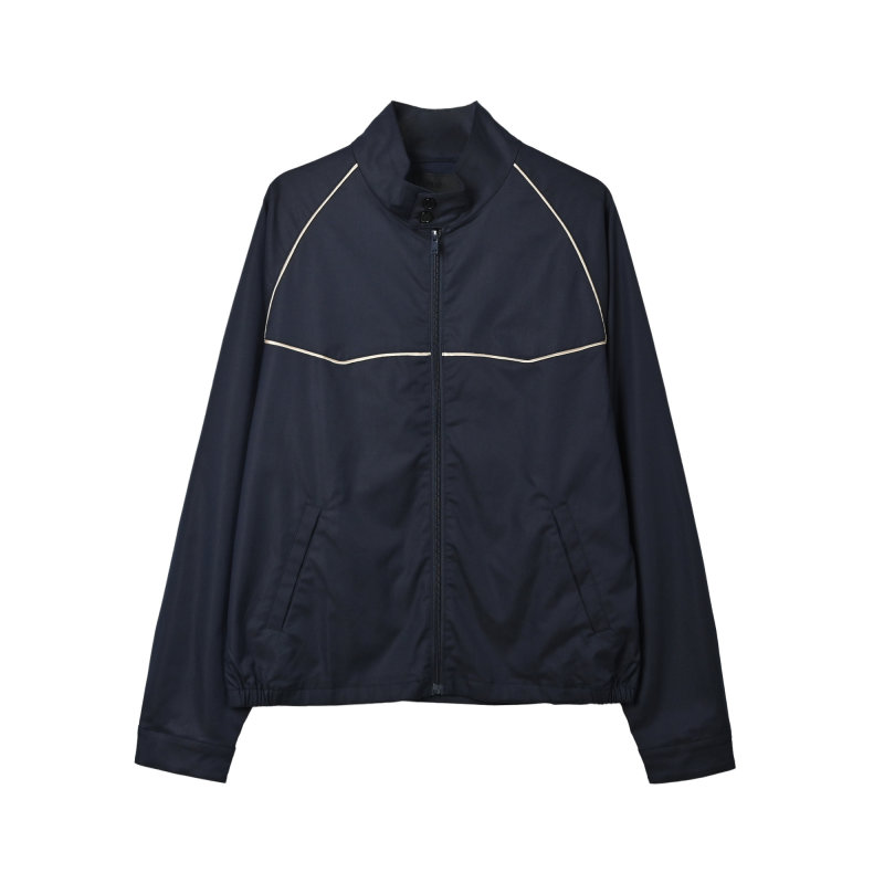 Black Zip-Up Jacket with Contrast Piping view