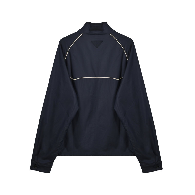 Black Zip-Up Jacket with Contrast Piping view