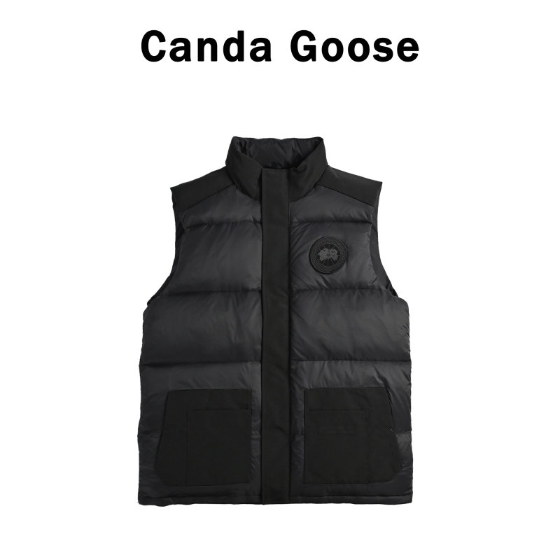Black Puffer Gilet Vest with Embroidered Patch view
