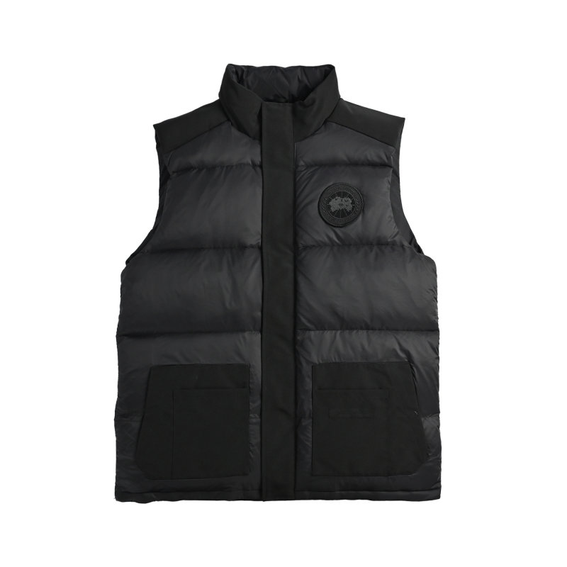 Black Puffer Gilet Vest with Embroidered Patch view