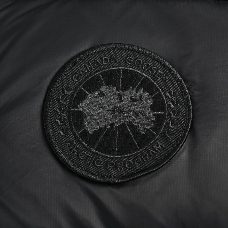 Black Puffer Gilet Vest with Embroidered Patch view