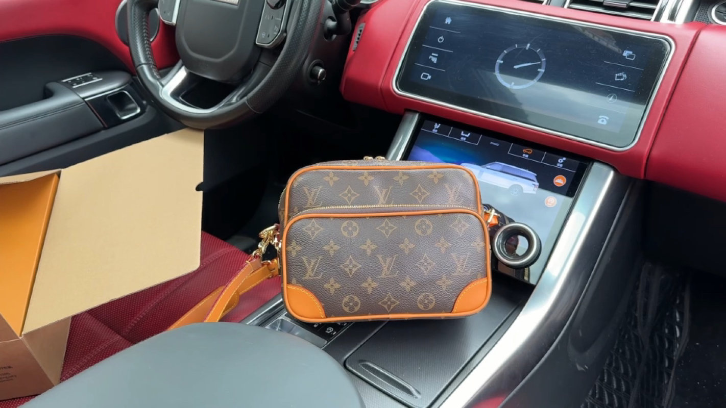 Louis Vuitton Monogram Canvas Shoulder Bag Orange Trim