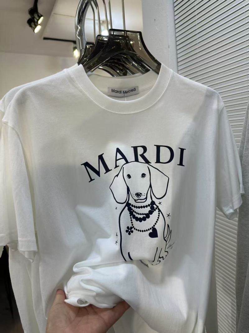 Mardi Dog Print Crew Neck T-Shirt White