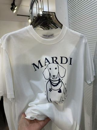 Mardi Dog Print Crew Neck T-Shirt White view 1