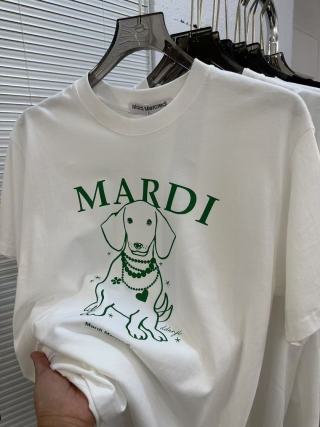 Mardi Dog Print Crew Neck T-Shirt White view 2