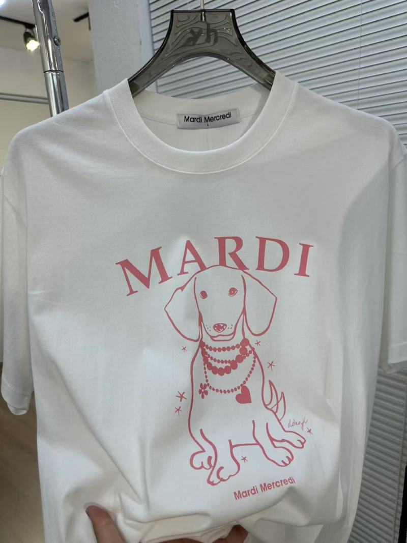 Mardi Dog Print Crew Neck T-Shirt White view
