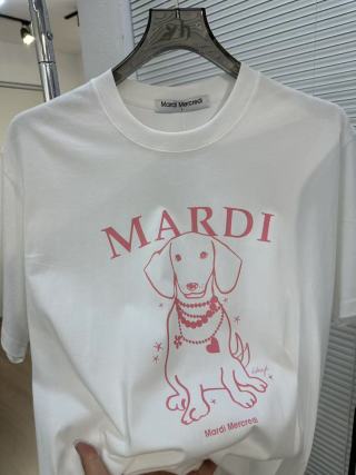 Mardi Dog Print Crew Neck T-Shirt White view 4