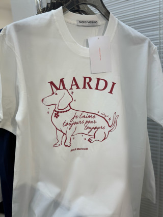 Mardi Dog Print Crew Neck T-Shirt White view 5