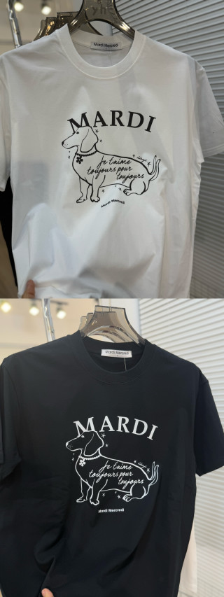 Mardi Dog Print Crew Neck T-Shirt White view 6