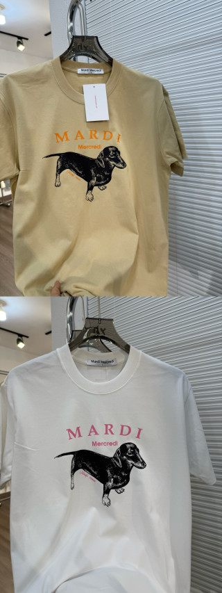 Mardi Dog Print Crew Neck T-Shirt White view 8