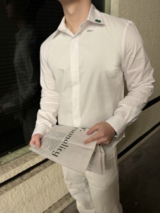 Dior White Long Sleeve Dress Shirt