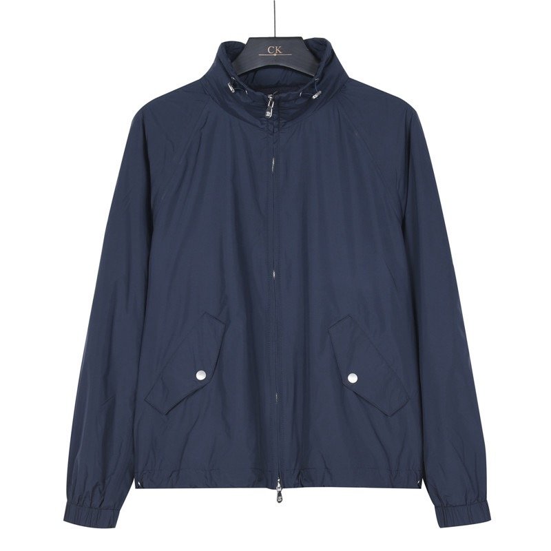Navy Windbreaker Jacket with Ribbed Cuffs view