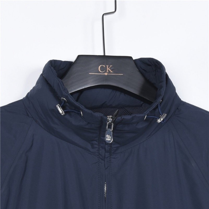 Navy Windbreaker Jacket with Ribbed Cuffs view