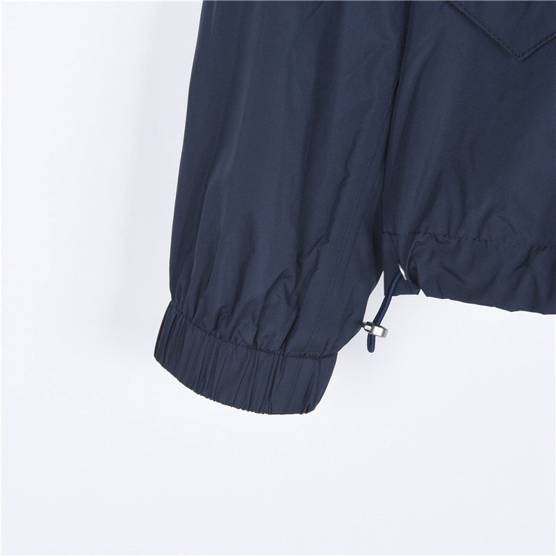 Navy Windbreaker Jacket with Ribbed Cuffs view