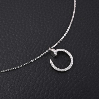 Cartier Juste un Clou Diamond Lock Collar Necklace Silver view 2