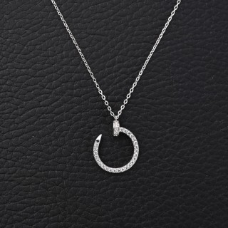 Cartier Juste un Clou Diamond Lock Collar Necklace Silver view 3
