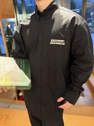 Balenciaga Black Logo Overshirt Jacket view 7