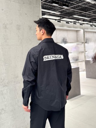 Balenciaga Black Logo Overshirt Jacket view 9