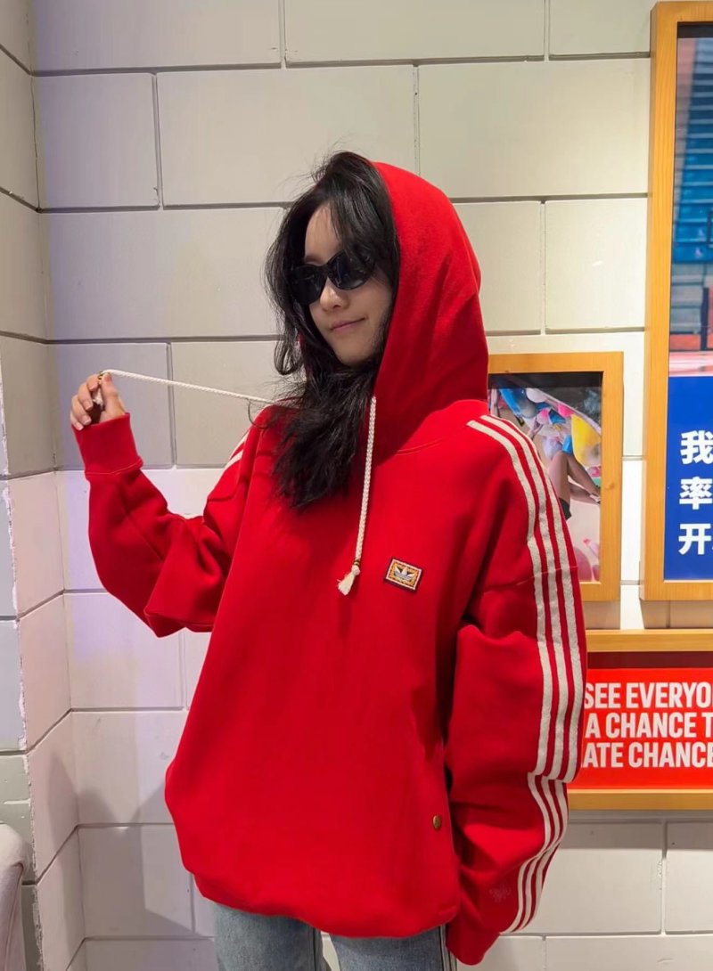 Adidas 3-Stripe Red Hoodie
