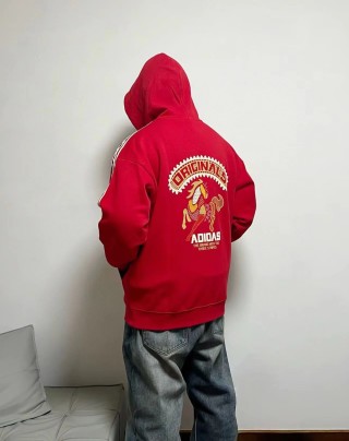 Adidas 3-Stripe Red Hoodie view 5