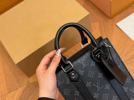 Louis Vuitton Sac Plat Voyager Monogram Tote Bag Black view 3